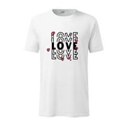 KIJBLAE Sales Men's Valentine's Day Shirts Love Letter Print Shirt Crewneck Pullover Classic Staple Shirts for Men Summer Cozy Clothes Short Sleeve Tee Tops Casual Tops White XL