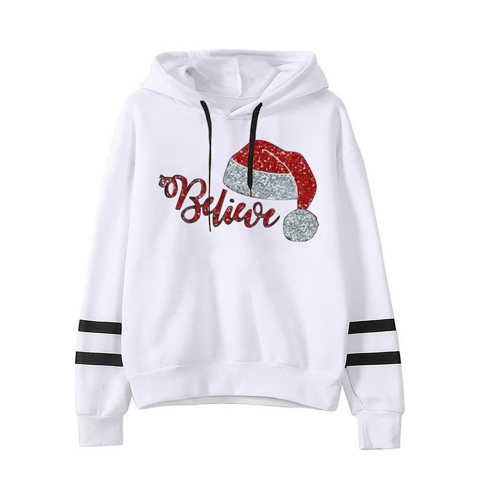 KIJBLAE Discount Women's Fashion Sweatshirt Drawstring Pullover Tops  Christmas Graphic Print Casual Comfy Womens Hoodie Sweatshirt Trendy Clothes  for Women Wine M 