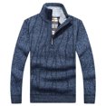 thumbnail image 1 of KIJBLAE Savings Men's Knitted Regular Fit Zipper Cardigan Sweater with Soft Brushed Outwear Lining Tops Blue L, 1 of 5