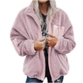 thumbnail image 1 of KIJBLAE Savings Womens Fuzzy Fleece Coats Shearling Shaggy Oversized Zipper Outwear with Pockets Winter Jacket Pink S, 1 of 9