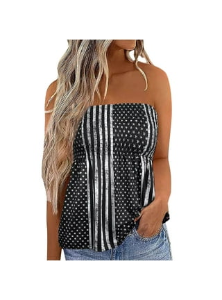 Black Woman Slim Fit Printed Camisole Strapless Sleeveless