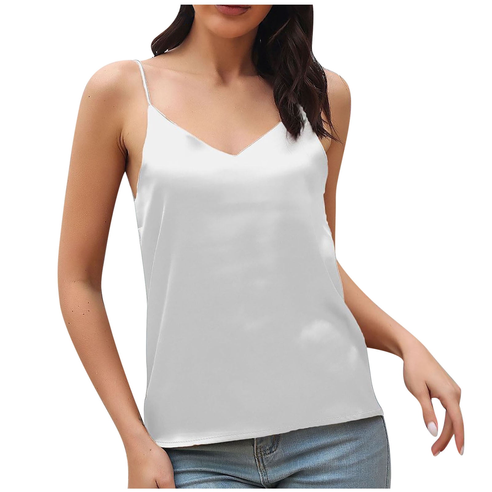 KIJBLAE Teen Girls Sexy Slim Cami Summer Shirts Sleeveless V Neck Vest for  Women Cozy Clothes Women's Fashion Crop Tank Tops Outerwear Tee Shirts  Solid Camisole Discount White M 