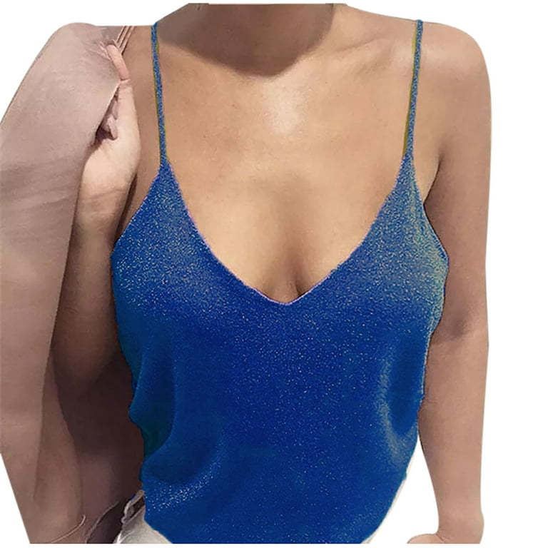 KIJBLAE Summer Shirts Sexy Slim Cami Sleeveless V Neck Vest for