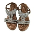 thumbnail image 1 of KIJBLAE Women Bohemian Sandals Beaded Rhinestone Open Toe Flats Summer Shoes Ladies Ankle Strap Sandals Comfort Sandals Plus Size 35-43 Bronze 42, 1 of 6