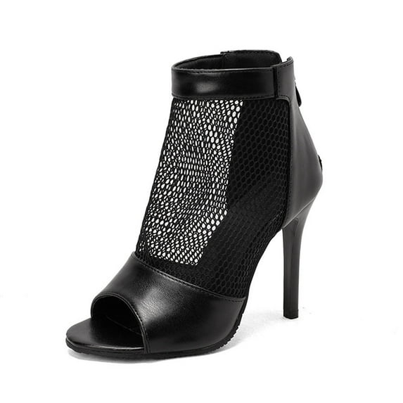 KIJBLAE Women' High Heels Shoes Summer Cool Boots Fish Mouth Fine Heel High Heel Mesh Gauze Breathable Shoes Black 41 High Heels Shoes