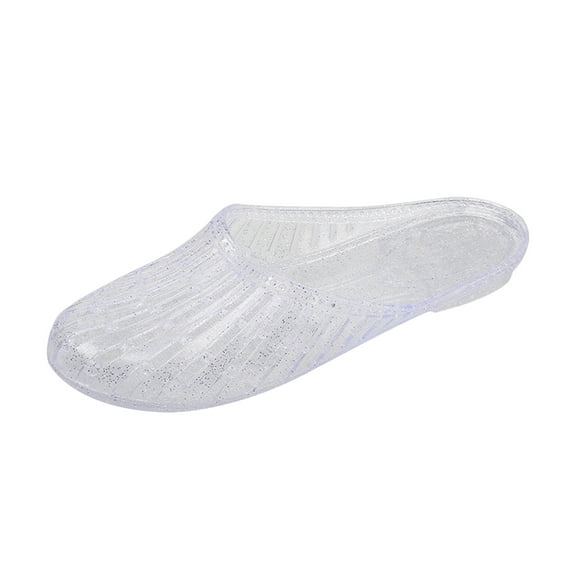 KIJBLAE Women Jelly Flat Sandals Summer Beach Garden Clog Slippers Ladies Jelly Shoes Non-Slip Indoor Outdoor Shoes White 41
