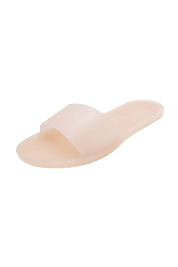Women Jelly Sandals Summer Clear Non-Slip Beach Shoes Candy Color Slides Slippers Female Jelly Shoes Open Toe Sandals Ladies Flat Sandals Pink 38