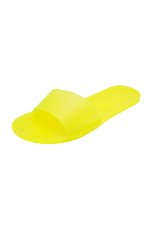 Women Jelly Sandals Summer Clear Non-Slip Beach Shoes Candy Color Slides Slippers Female Jelly Shoes Open Toe Sandals Ladies Flat Sandals Yellow 40