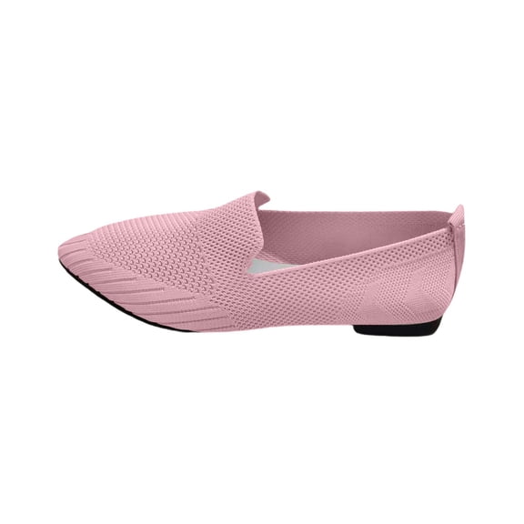 KIJBLAE Women Loafers Breathable Mesh Flat Shoes Solid Slip-On Pointed Toe Ladies Footwear Walking Knitted Shallow Black Sneakers Pink 40