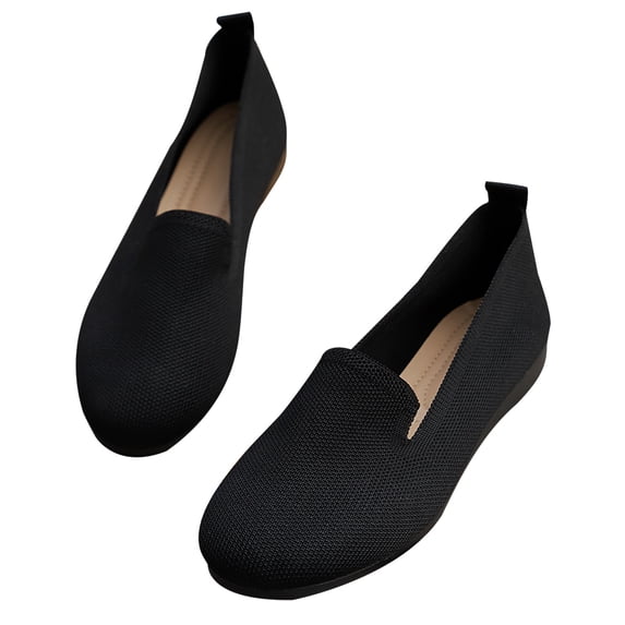 KIJBLAE Women Loafers Breathable Mesh Flat Shoes Solid Slip-On Shoes Female Footwear Comfort Flats Walking Shoes Black 38