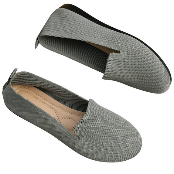 KIJBLAE Women Loafers Breathable Mesh Flat Shoes Solid Slip-On Shoes Female Footwear Comfort Flats Walking Shoes Gray 40