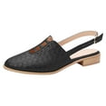 thumbnail image 1 of KIJBLAE Women Slingback Pointed Toe Low Block Heel Shoes Summer Hollow out Slip-On Sandals Office Work Flats Ladies Shoes Black 38, 1 of 4