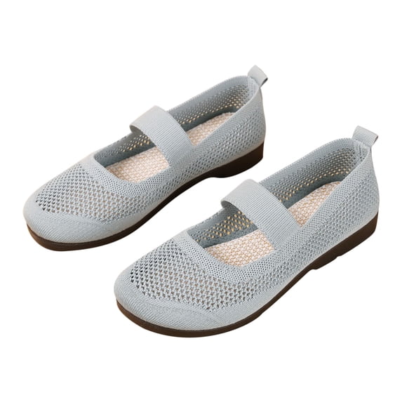 KIJBLAE Women Summer Mesh Shoes Breathable Slip-On Loafers Hollow Out Flats Beach Sandals Lightweight Walking Shoes Navy 36