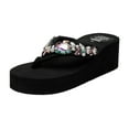 thumbnail image 1 of KIJBLAE Women Summer Rhinestone Embellished Flip Flops Sandals Bling Beach Thong Flat Sandals Ladies Outdoor Non-Slip Wedges Slippers Black 40, 1 of 6