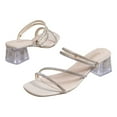 thumbnail image 1 of KIJBLAE Women Summer Sandals 2024 New Arrival Rhinestone Transparent High Heels Shoes Ladies Elegant Party Dress Sandals Beige 37, 1 of 6