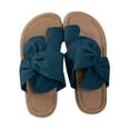 thumbnail image 1 of KIJBLAE Women Summer Sandals Flat Shoes Bowknot Beach Sandals Ladies Slip-On Open Toe Shoes Flats Plus Size Sandals Female Blue 36, 1 of 8