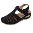 thumbnail image 1 of KIJBLAE Women Summer Sandals Hollow out Wedges Shoes Breathable Non-Slip Sandals Beach Shoes Plus Size 35-43 Black 44, 1 of 4