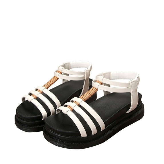 KIJBLAE Women Summer Sandals Platform Shoes Beach Roman Sandals Ladies Thick Bottom Wedges Sandals Female Open Toe Sandals White 39