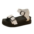 thumbnail image 1 of KIJBLAE Women Summer Sandals Platform Shoes Buckle Strap Wedges Sandals Female Beach Shoes Fashion Open Toe Ladies Sandals White 36, 1 of 8