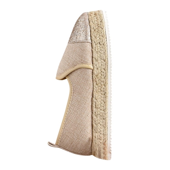 KIJBLAE Women Summer Shoes Breathable Mesh Slip-On Flat Loafers Glitter Toe Ladies Beach Shoes Lightweight Comfort Shoe Beige 39