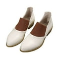 thumbnail image 1 of KIJBLAE Women's Ankle Boots Low Heel Slip-on Shoes Comfortable Elastic Round Toe Faux Leather Chunky Heel Short Boots White 40, 1 of 9