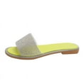 thumbnail image 1 of KIJBLAE Women's Bling Rhinestone Sandals Summer Open Toe Beach Flat Slip on Ladies Slides Flip Flops Sandals Silver Bling Sandals for Women Yellow 42, 1 of 5