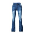 thumbnail image 1 of KIJBLAE Women's Bottoms Comfy Lounge Casual Pants Fashion Full Length Trousers High Elasticity Splice Gym Jeans Denim Pants For Girls Solid Color Dark Blue XXXL, 1 of 8