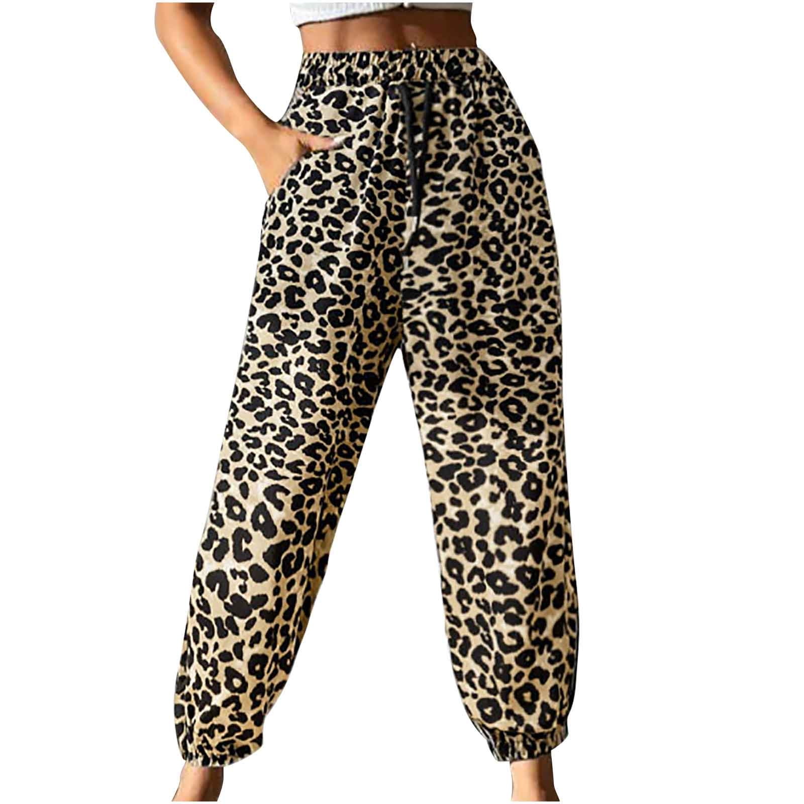 Brown Leopard Print Casual Trousers
