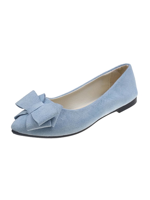 Women's Bow Flats Shoes Pointed Toe Slip-On Flats Ballerina Flats Office Party Wedding Shoes Flats Comfort Flats Loafers Light Blue 36