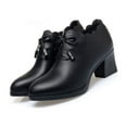 thumbnail image 1 of KIJBLAE Women's Bowknot Lace Up Dress Shoes Thick High Heels Office Pumps Ladies Elegant Party Wedding Shoes Black 38, 1 of 6