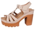 thumbnail image 1 of KIJBLAE Women's Chunky Heel Gladiator Sandals, Open-Toe Cutout with Buckle, Plus Size Gothic Comfort Footwear Khaki 40, 1 of 9