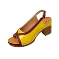 thumbnail image 1 of KIJBLAE Women's Color Block Peep Toe Sandals, Open Toe Single Strap Style, Chunky High Heel Trendy Beach Summer Vacation Shoes Yellow 39, 1 of 4