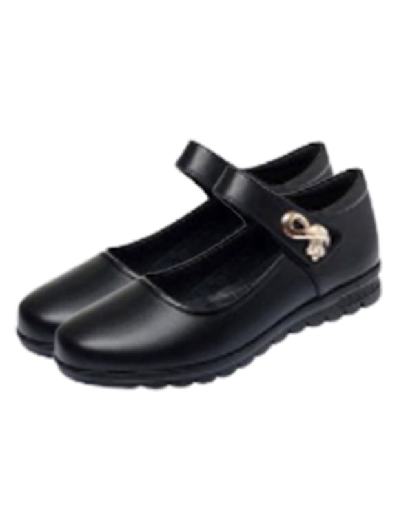 Women's Comfortable Mary Jane Shoes Bowknot Decorated Flats Non-Slip Rubber Sole School Uniform Footwear Daily Loafers Black 37