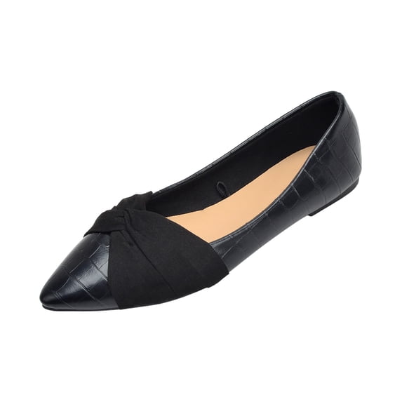 KIJBLAE Women's Flats Shoes Pointed Toe Slip On Bowknot Decor Ballet Flats Comfort Soft Office Dress Shoes Black 37