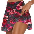 thumbnail image 1 of KIJBLAE Women's Floral Print Skort A Line Flaring Hem Skirts Athletic Stretchy Yoga Shorts Loose Fit Wide Leg Beach Shorts Red L, 1 of 5