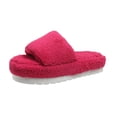 thumbnail image 1 of KIJBLAE Women's Fuzzy Cross Band Slippers Winter Warm Soft Plush House Slides Indoor Outdoor Flat Shoes Hot Pink 37, 1 of 4
