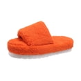 thumbnail image 1 of KIJBLAE Women's Fuzzy Cross Band Slippers Winter Warm Soft Plush House Slides Indoor Outdoor Flat Shoes Orange 40, 1 of 9