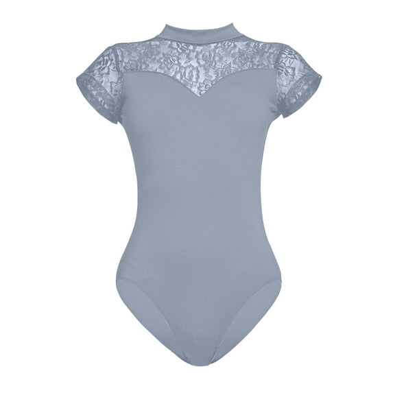 Black of Friday Deals KIJBLAE Women's Gymnastics Leotards for Girls Tank Top Black Dancewear Biketard Mesh Back Floral Lace Bodysuit Gray M