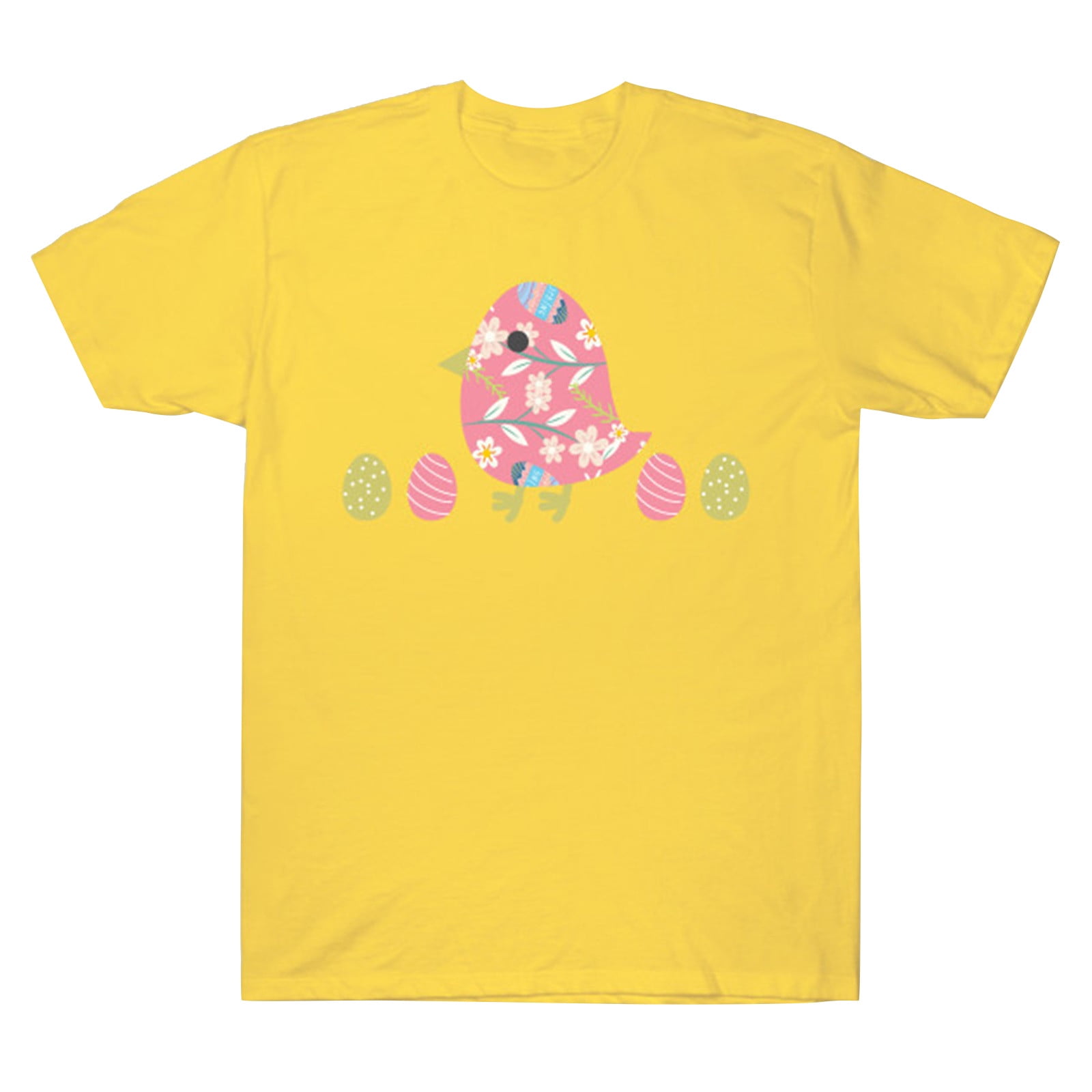 KIJBLAE Women's Happy Easter Shirts Cute Chicken and Eggs Print Tees