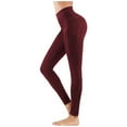 thumbnail image 1 of KIJBLAE Women's High Waist Yoga Pants Tummy Control Workout Running Gym Yoga Leggings with Pockets Wine L, 1 of 7