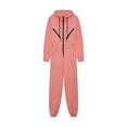 thumbnail image 1 of KIJBLAE Women's Jumpsuit Fashion Full Length Trousers Drawstring Zipper Hooded Jumpsuit Jumpsuit For Girls Solid Color Comfy Lounge Casual Pants Pink M, 1 of 8
