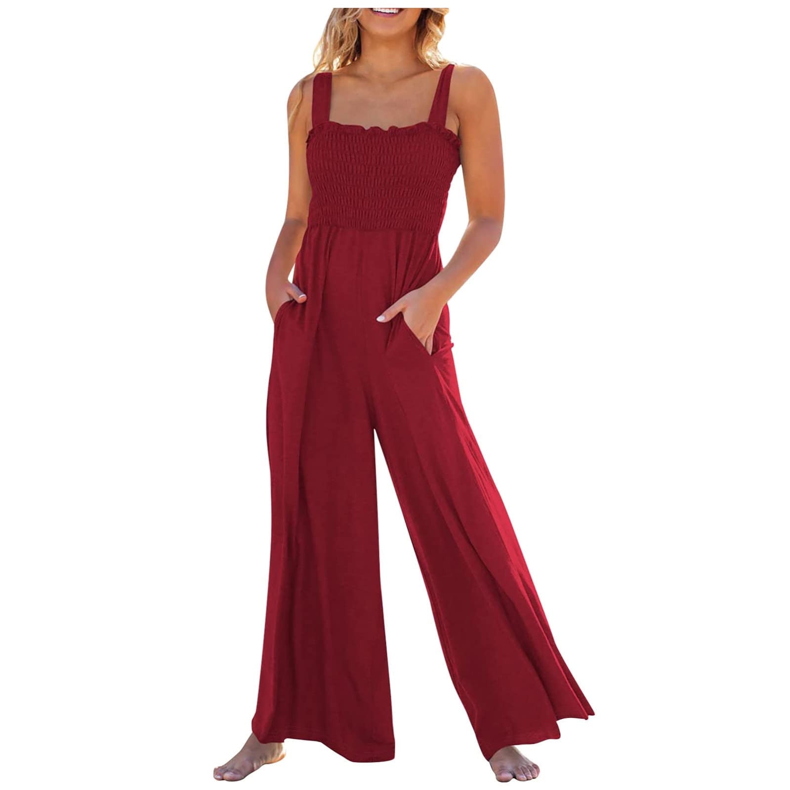 KIJBLAE Women's Jumpsuit Fashion Full Length Trousers Jumpsuit For