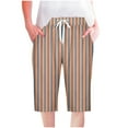thumbnail image 1 of KIJBLAE Women's Knee Length Lounge Shorts Striped Drawstring Bermuda Shorts Summer Sleepwear Pajama Shorts Soft Comfy Lounge Capri Trunks Orange S, 1 of 5