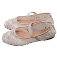 thumbnail image 1 of KIJBLAE Women's Lace Fairy Style Hollow Out Flats, Single Strap Mesh Slip On Elegant Casual Flat Shoes Beige 38, 1 of 9