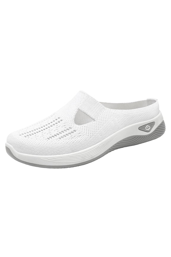 Women's Mesh Breathable Closed Toe Mule Slides, Soft Sole Lightweight Comfort Casual Spring Summer Indoor Outdoor Sandals White 36