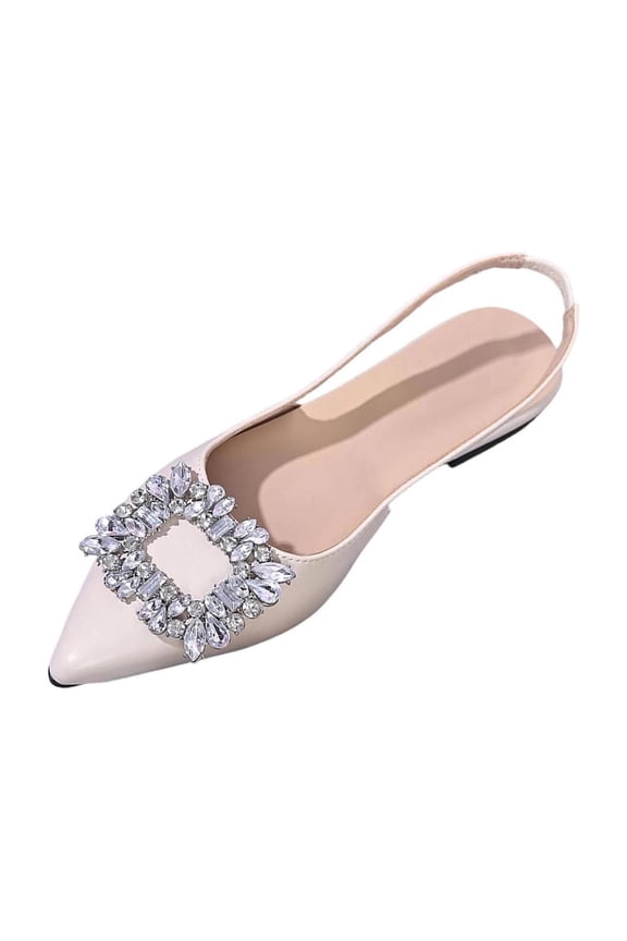 Women's Minimalist Pointed Toe Flat Sandals, Solid Soft Sole Design, Lightweight Trendy Lazy Daily Casual Summer Footwear White 40