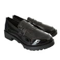 thumbnail image 1 of KIJBLAE Women's Patent Leather Loafers Fringe Penny Slip-On Chunky Heels Flats Shoes Black 42, 1 of 6