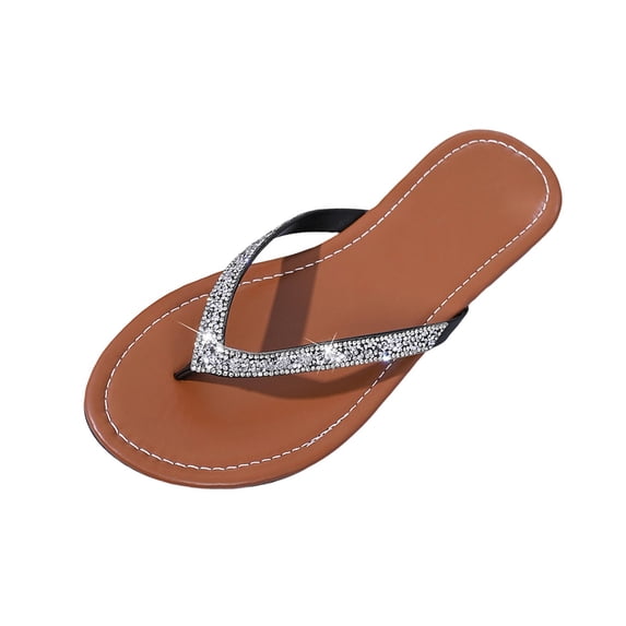 KIJBLAE Women's Plain Round Toe Clip Toe Beach Slides, Soft Sole Comfort Casual Slippers for Daily Outdoor Silver 40