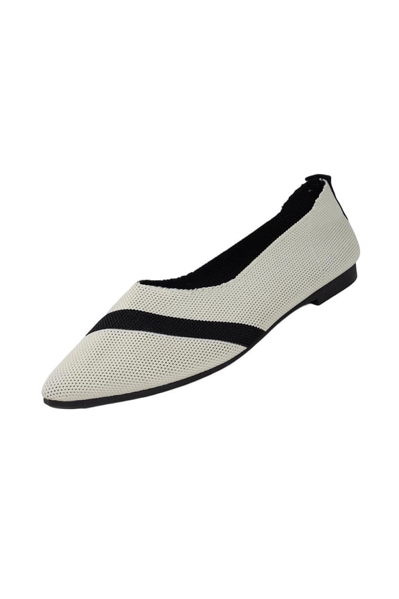 Women's Plus Size Mesh Pointed Toe Closed Toe Casual Flats, Solid Slip On Soft Sole Flat Shoes Beige 36