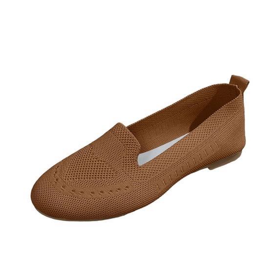 KIJBLAE Women's Plus Size Mesh Upper Low Cut Flats, Trendy Breathable Slip On Comfortable Casual Shoes for Spring Summer Coffee 42
